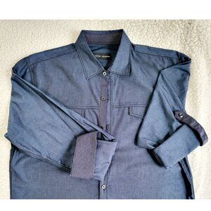 Michael Brandon Dark Denim Long Sleeve Button Down Shirt - Size Lg